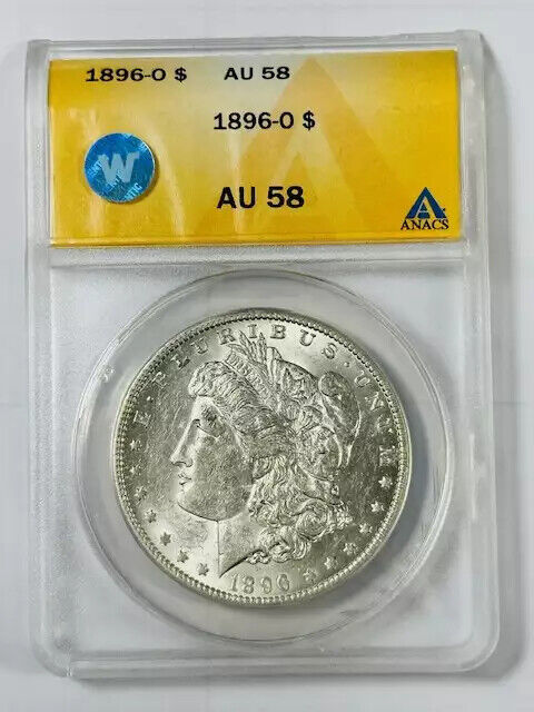 1896 O Morgan Silver Dollar ANACS AU-58 Sight White