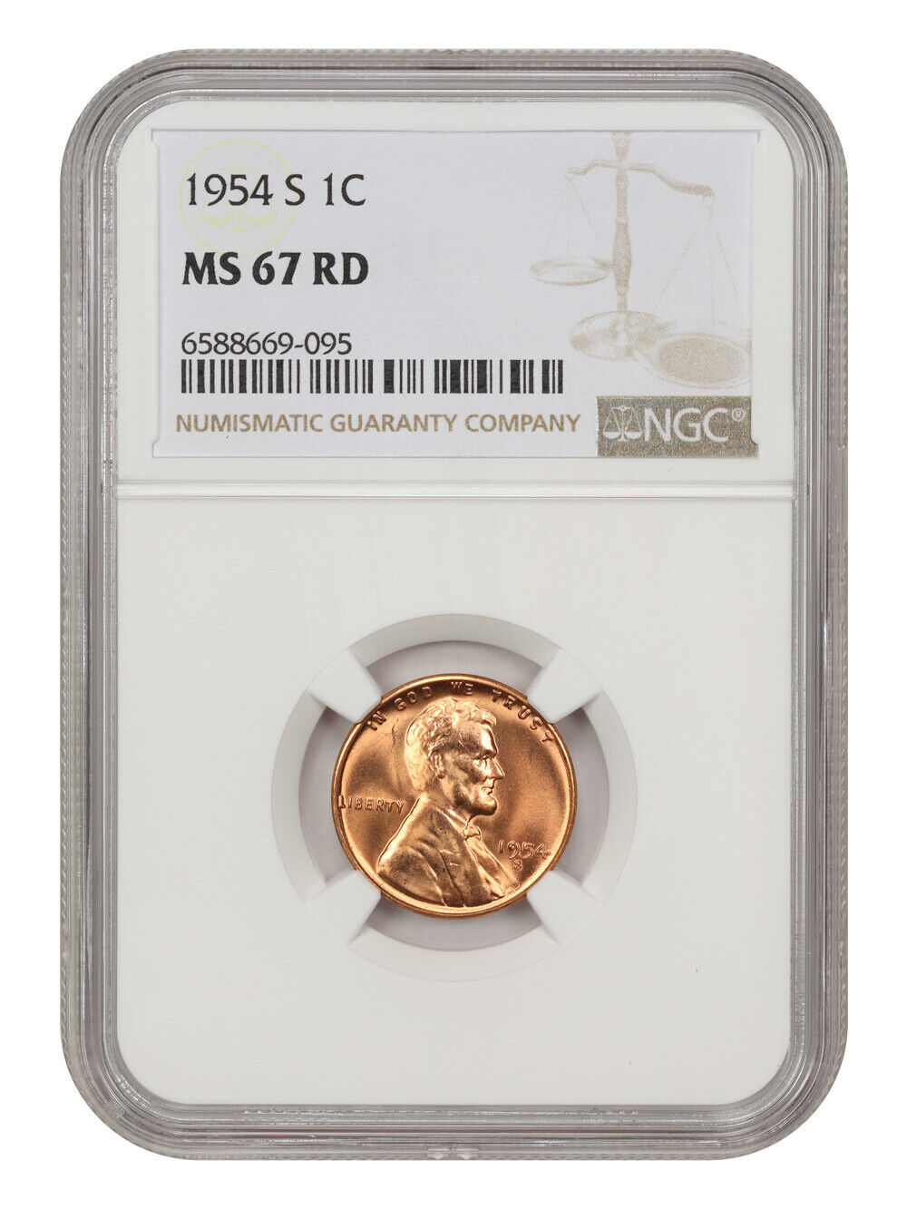 1954-S 1c NGC MS67 RD