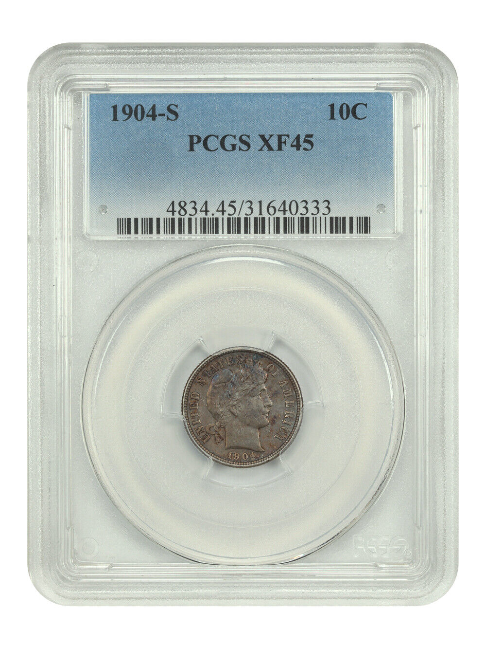 1904-S 10C PCGS XF45 - Barber Dime - Key Date