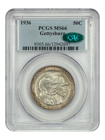 1936 50C Gettysburg PCGS/CAC MS66 - Classic Silver Commemorative