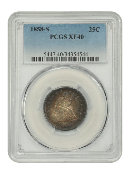 1858-S 25C PCGS XF40 - Liberty Seated Quarter