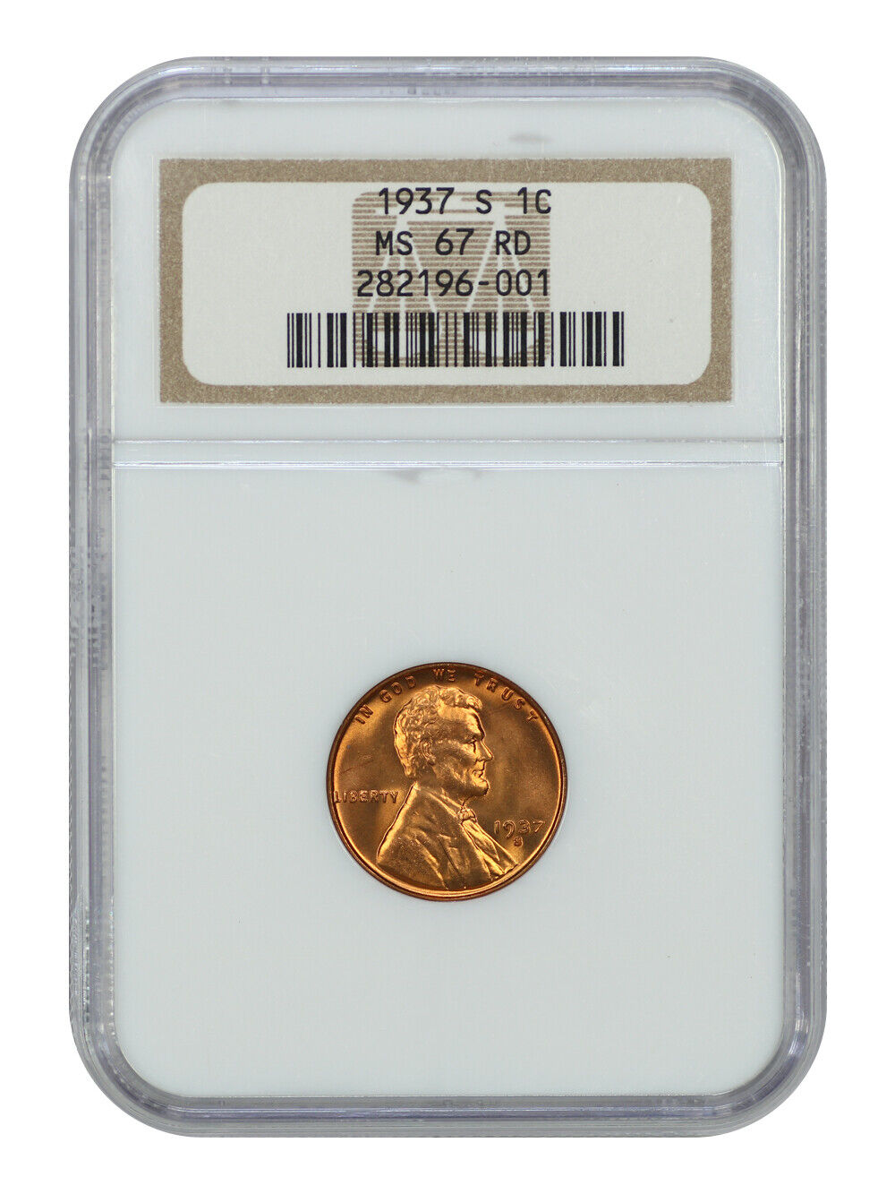 1937-S 1C NGC MS67RD - Lincoln Cent (Wheat Reverse)