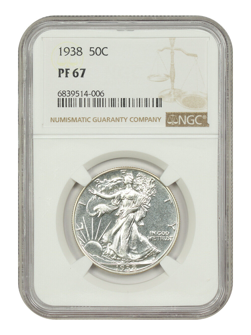 1938 50C NGC PR67 - Walking Liberty Half Dollar