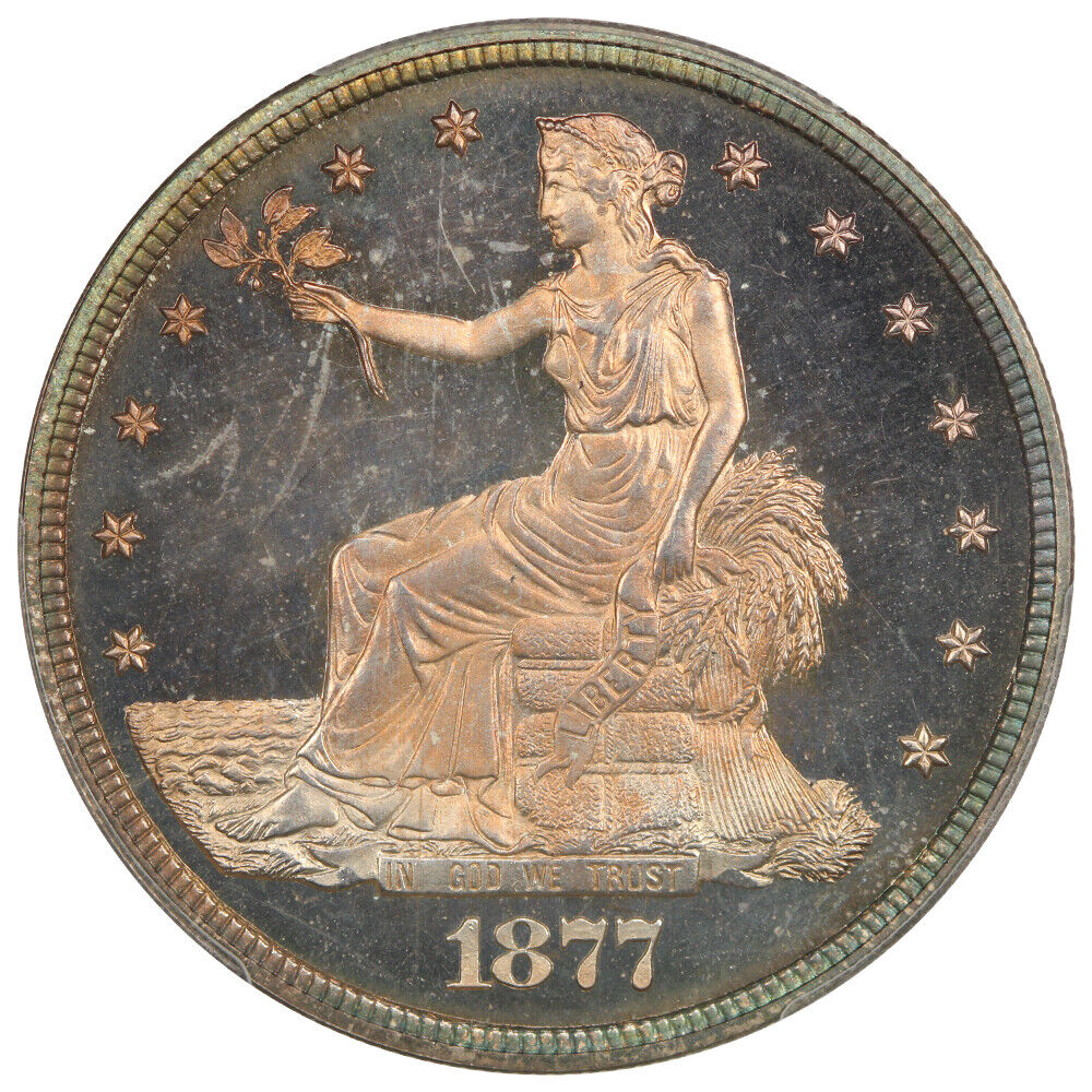 1877 Trade $1 PCGS/CAC PR67CAM ex: D.L. Hansen