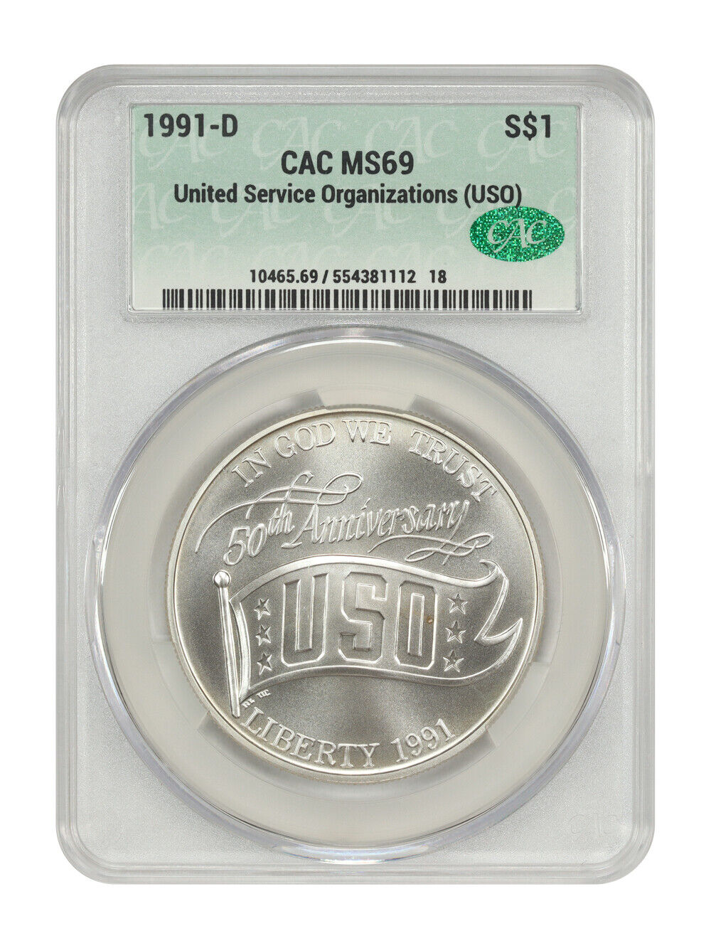 1991-D $1 USO CACG MS69 - $1 (Silver)