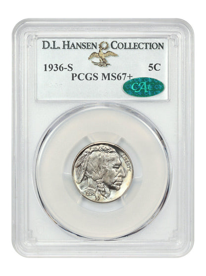 1936-S 5C PCGS/CAC MS67+ ex: D.L. Hansen