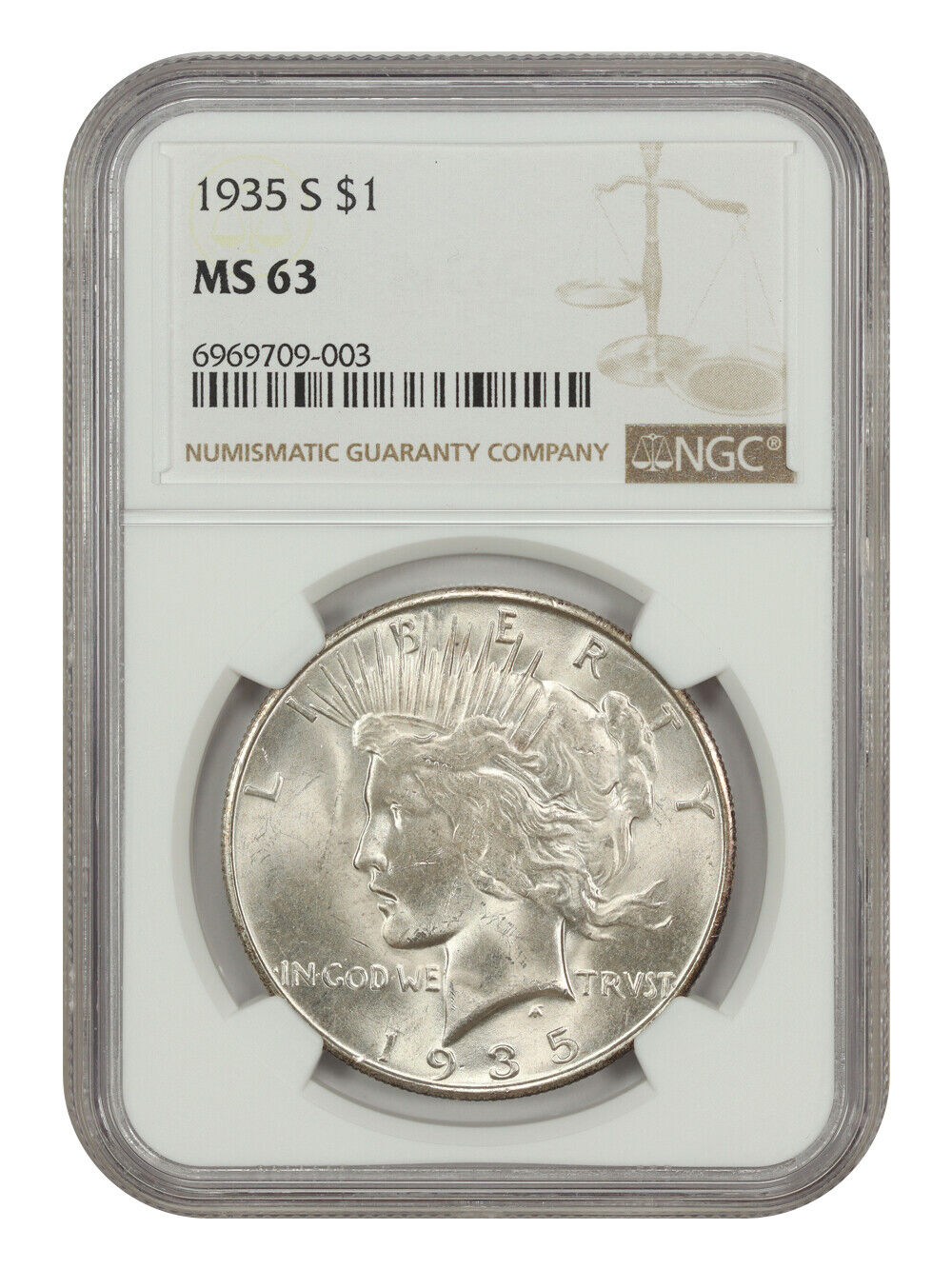 1935-S $1 NGC MS63 - Peace Dollar