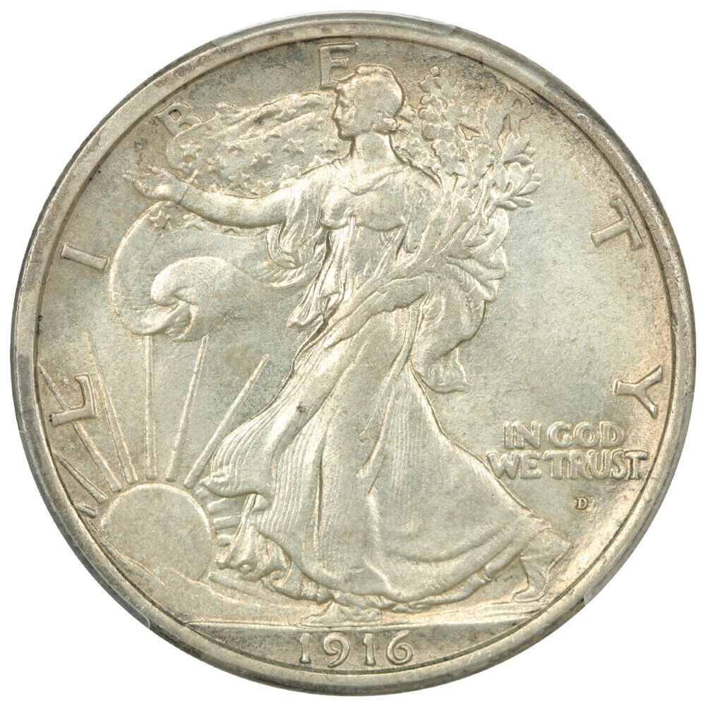 1916-D 50C PCGS MS63 - Walking Liberty Half Dollar - Scarce Early Walker in Gem