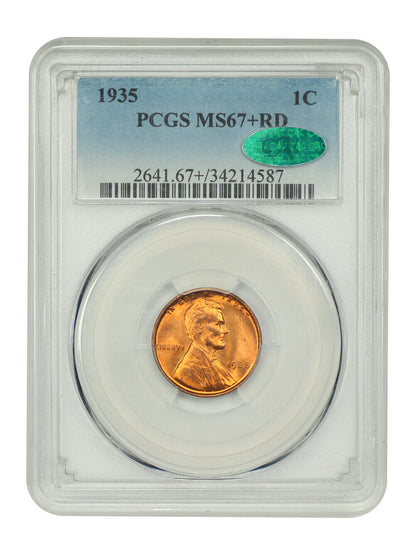 1935 1C PCGS/CAC MS67+RD - Lincoln Cent (Wheat Reverse)