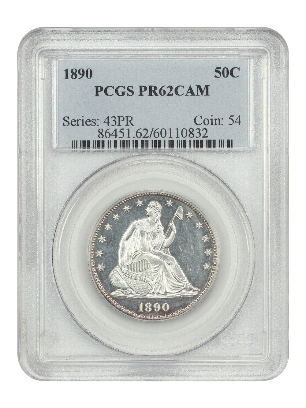 1890 50C PCGS PR62CAM - Liberty Seated Half Dollar