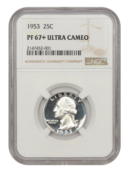 1953 25C NGC PR67+DCAM - Washington Quarter