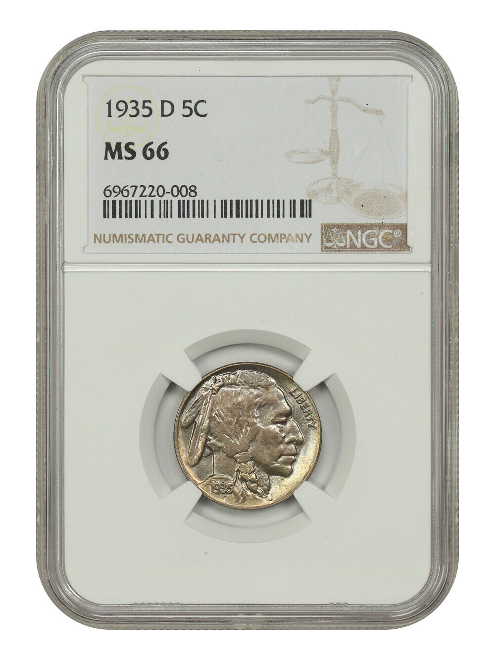 1935-D 5C NGC MS66 - Buffalo Nickel