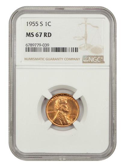 1955-S 1C NGC MS67RD