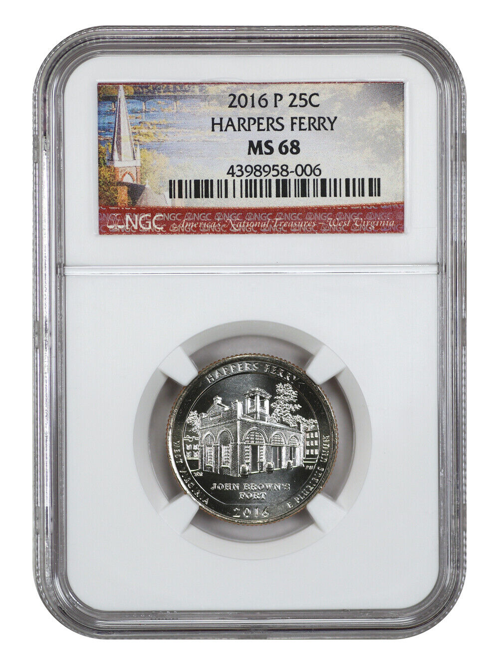 2016-P 25C Harpers Ferry NP NGC MS68 - Type 1 - Clad