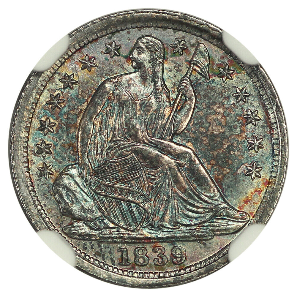 1839 H10C No Drapery NGC MS66+ - Liberty Seated Half Dime