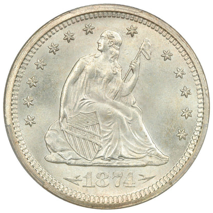 1874-S 25C PCGS/CAC MS66 (Arrows) - Liberty Seated Quarter