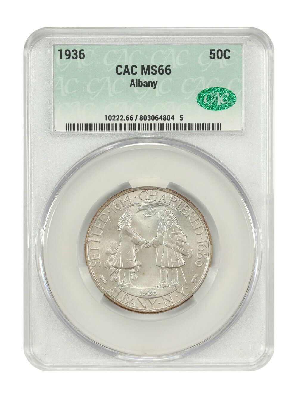 1936 50C Albany CACG MS66 - Classic Silver Commemorative - Low Mintage Issue