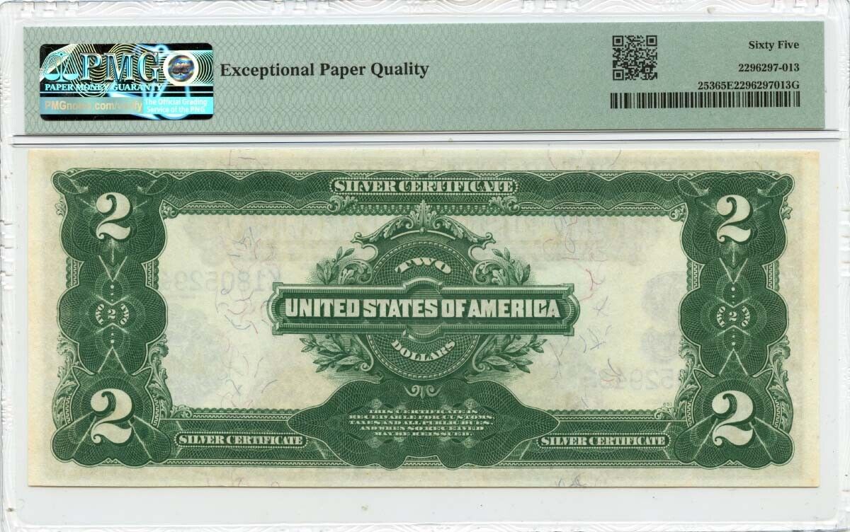 1899 $2 Silver Certificate  Fr# 253 PMG Gem65 EPQ