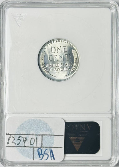 1943 D Steel Small Cents Lincoln, Wheat Ears  ANACS MS-67