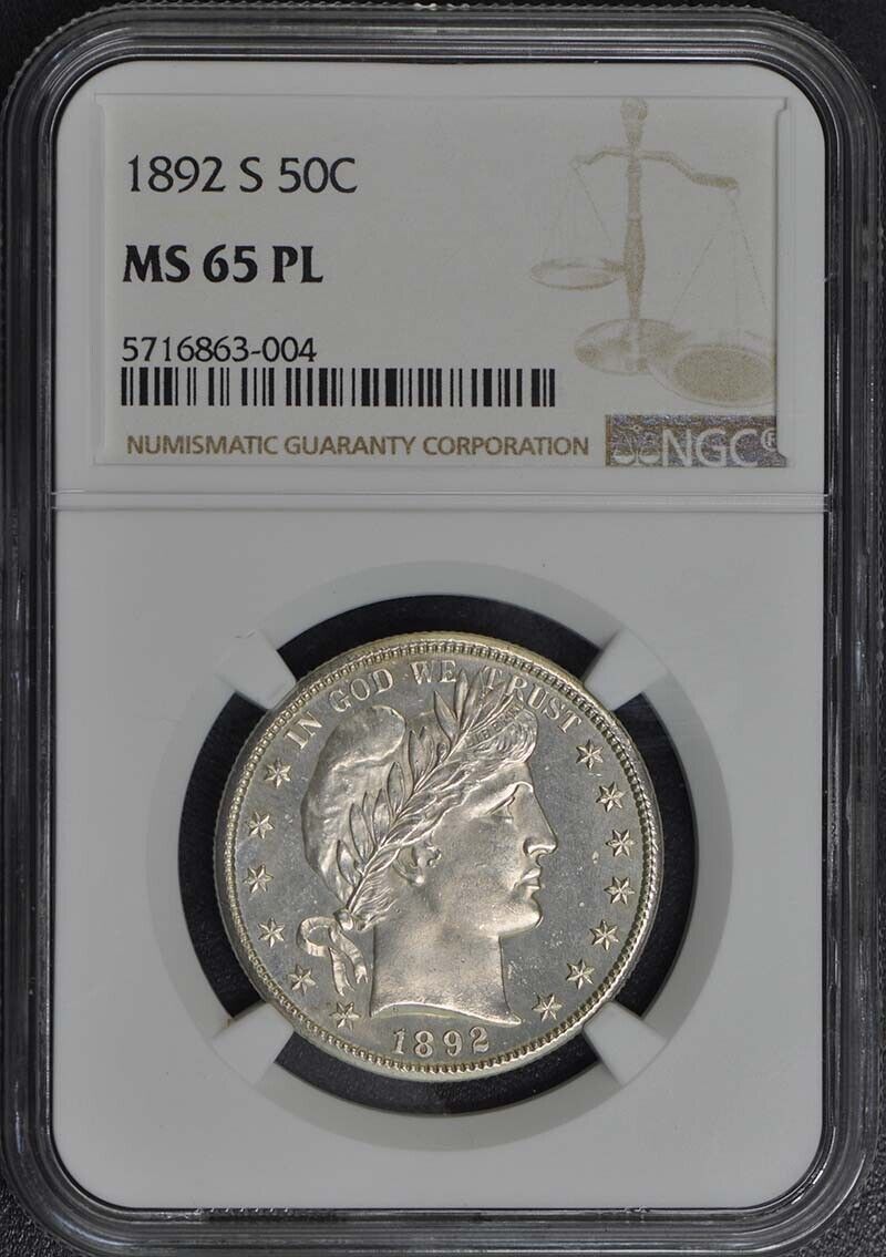 1892-S Barber Half Dollar 50C NGC MS65PL