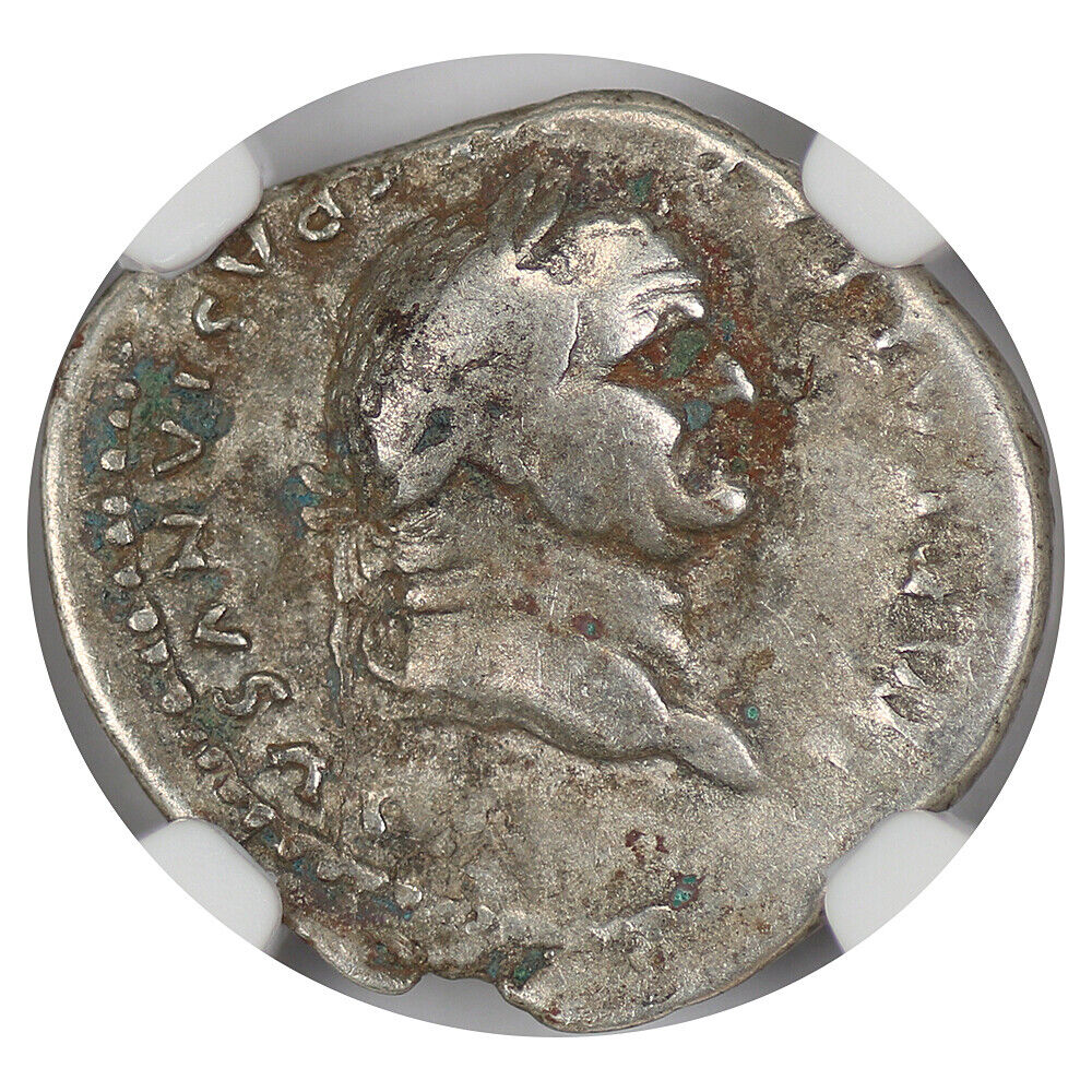 Ancient Roman: Vespasian (AD 69-79) AR Denarius NGC Choice Fine