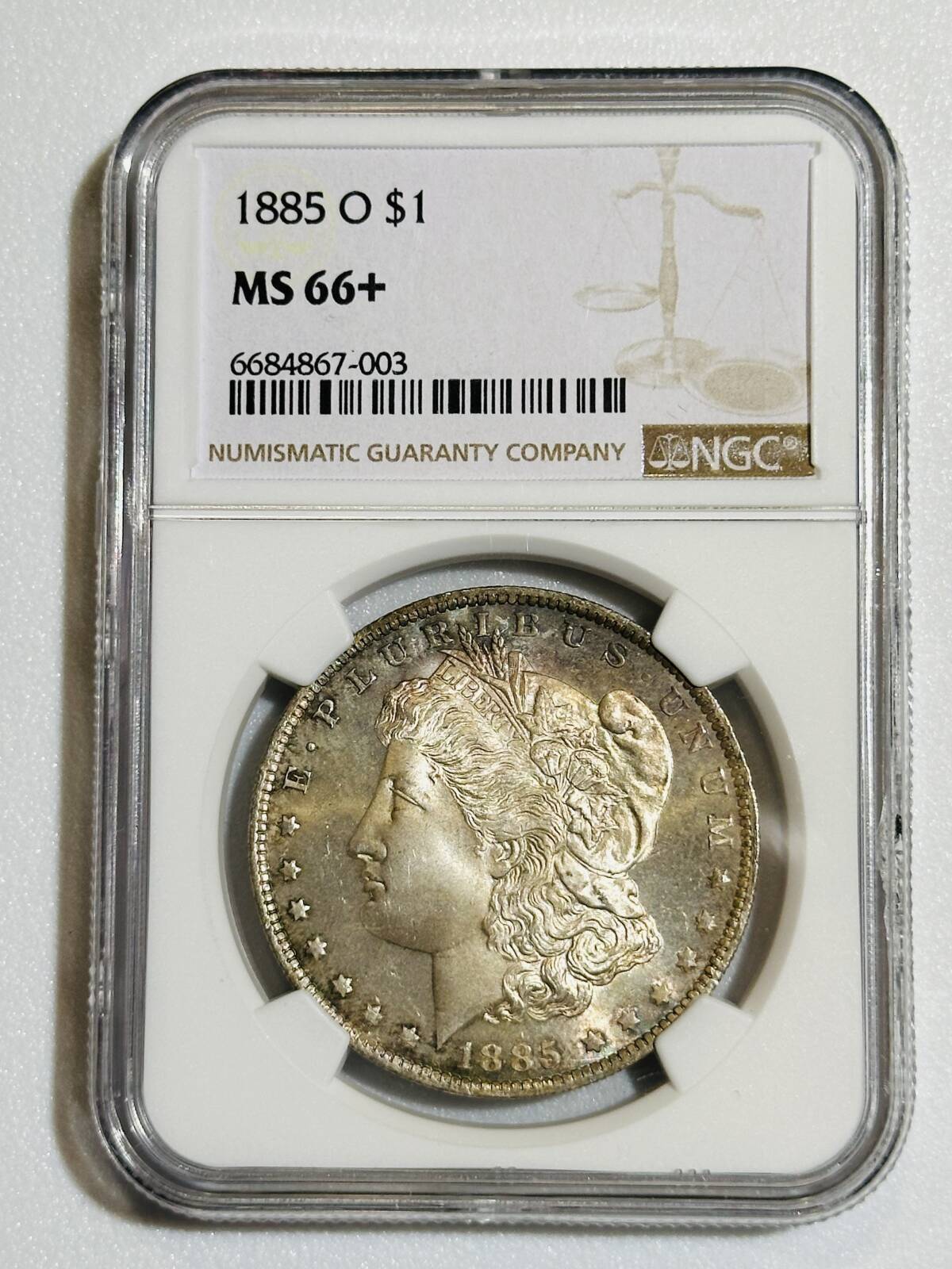 1885 O Morgan Silver Dollar NGC MS-66+