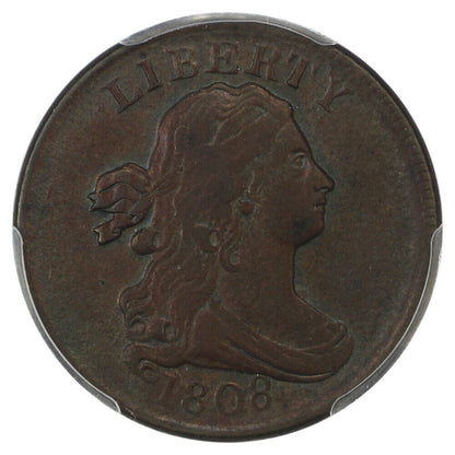 1808 1/2C PCGS VF35 - Draped Bust Half Cent - Tough Date