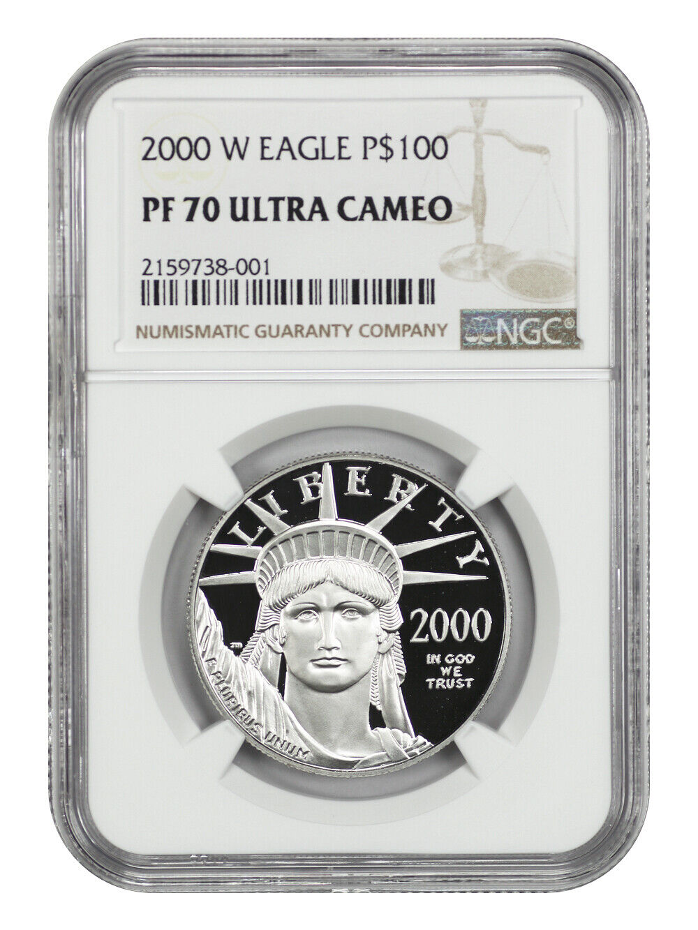 2000-W $100 Statue of Liberty NGC PR70DCAM - $100 Platinum Eagles