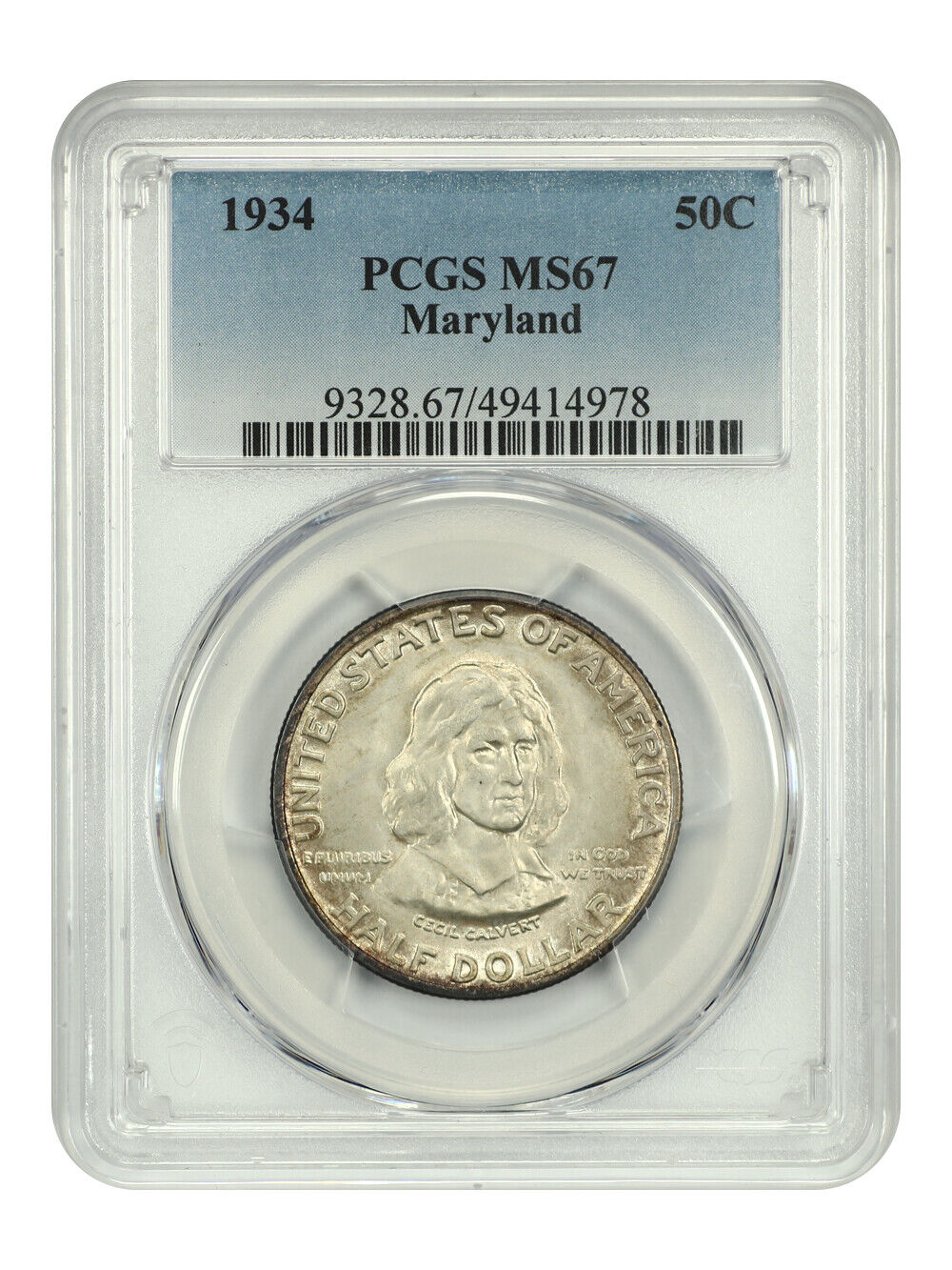 1934 50C Maryland PCGS MS67 - Classic Silver Commemorative