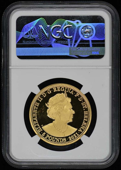 2021 St Helena Three Graces Gold 5 Pounds First Day NGC PR70DCAM