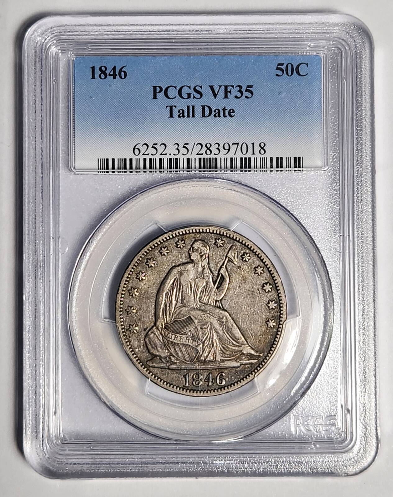 1846 P Half Dollars Liberty Seated PCGS VF-35 Tall Date