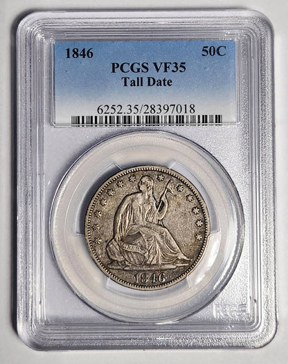 1846 P Half Dollars Liberty Seated PCGS VF-35 Tall Date