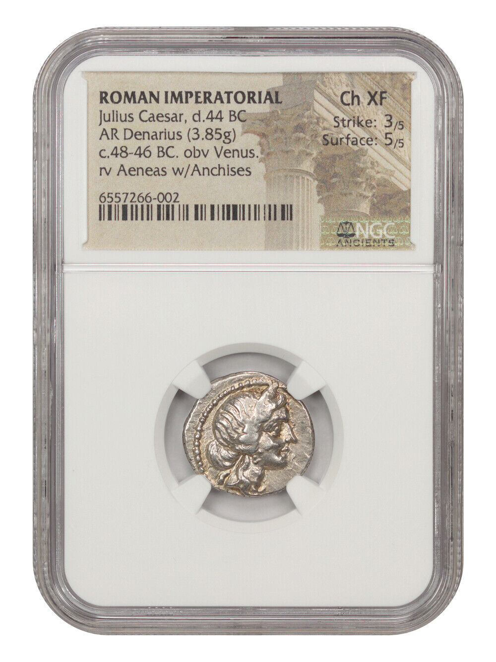 Ancient Roman: Julius Caesar (c.48-46 BC) AR Denarius NGC Choice XF