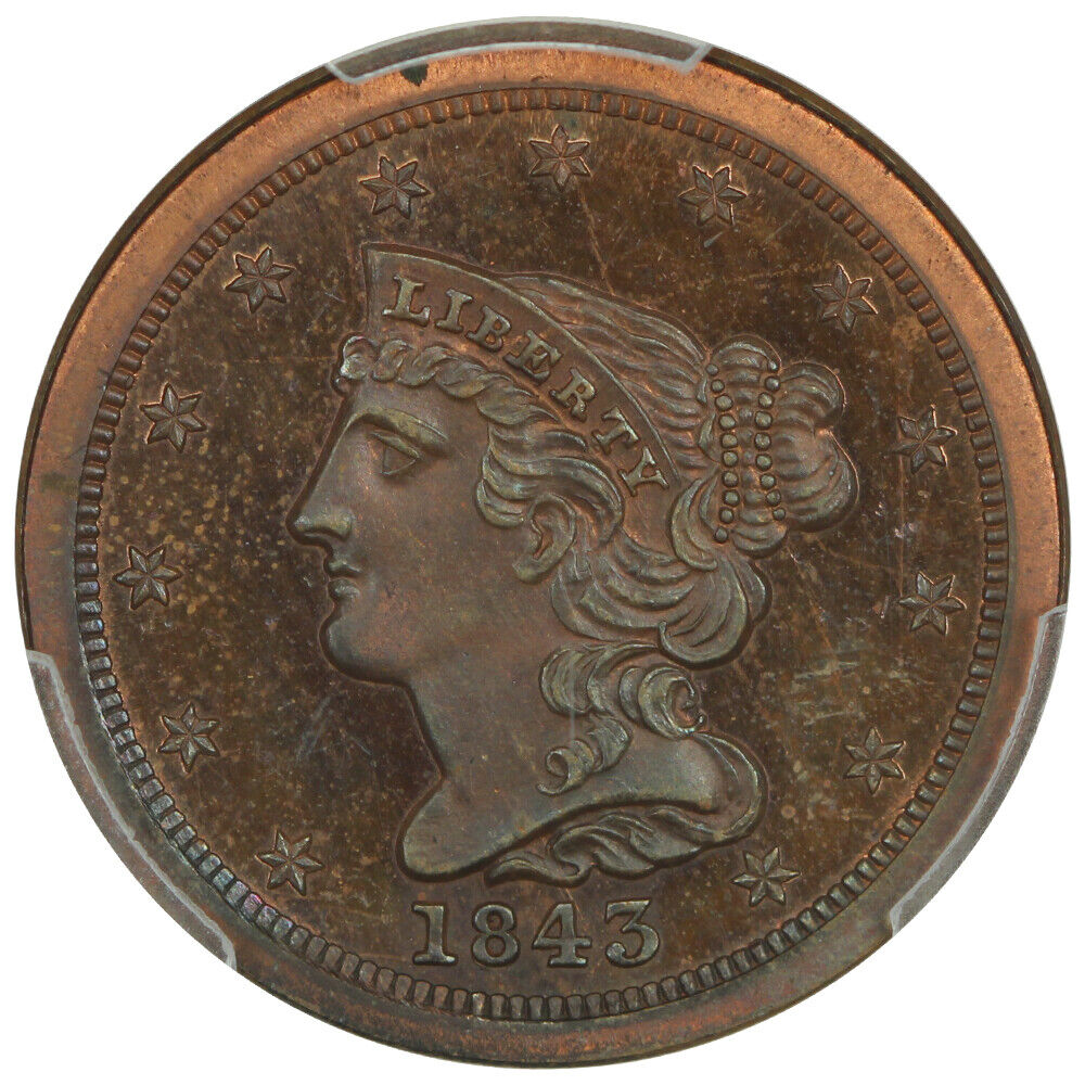 1843 1/2C PCGS PR64RB (Restrike) ex: D.L. Hansen