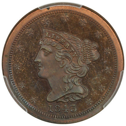 1843 1/2C PCGS PR64RB (Restrike) ex: D.L. Hansen