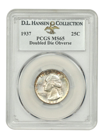 1937 25C PCGS MS65 (Doubled Die Obverse) ex: D.L. Hansen - Washington Quarter