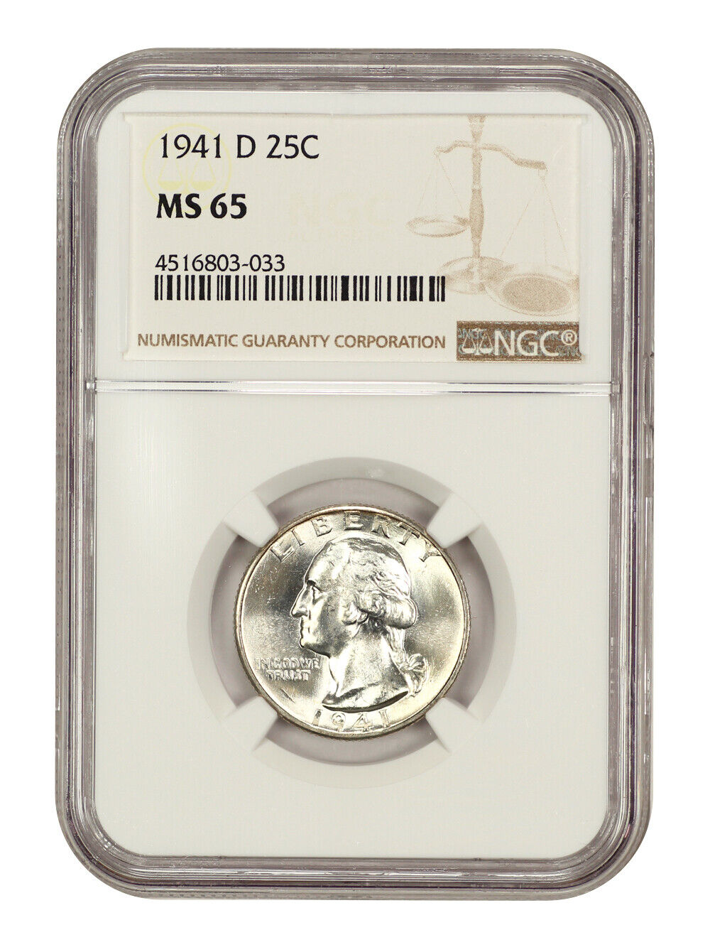 1941-D 25c NGC MS65