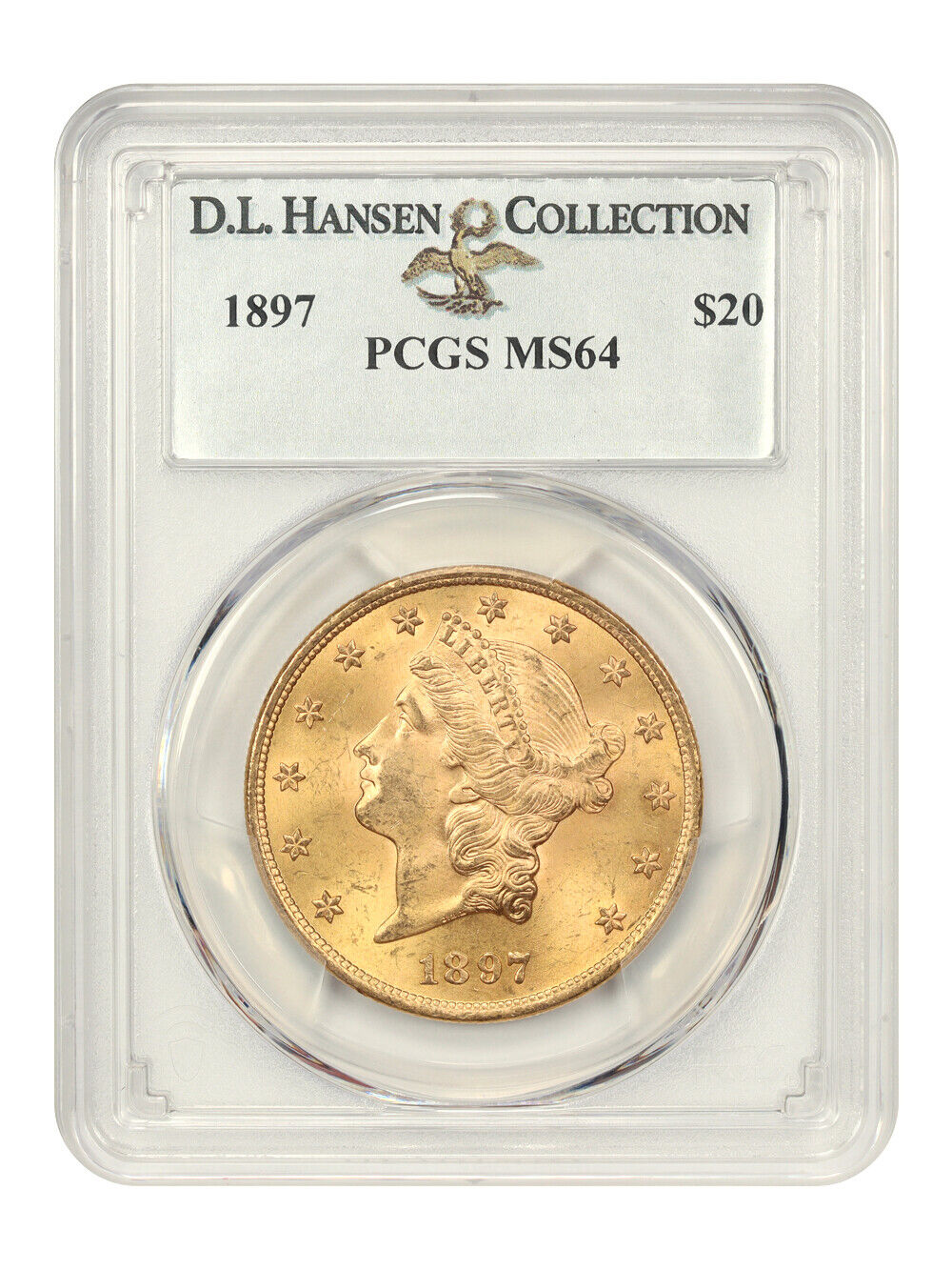 1897 $20 PCGS MS64 ex: D.L. Hansen