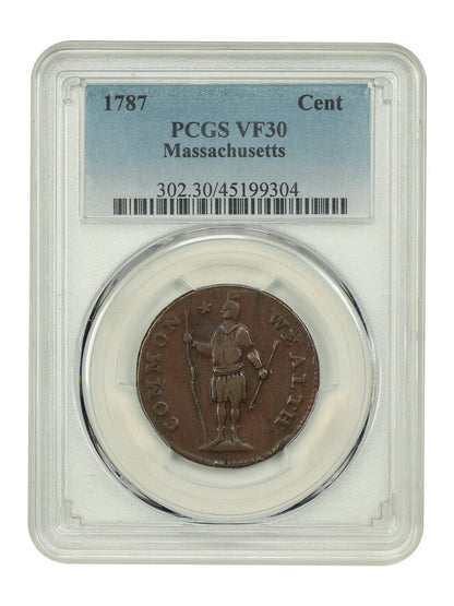 1787 Cent Massachusetts PCGS VF30BN - Colonials