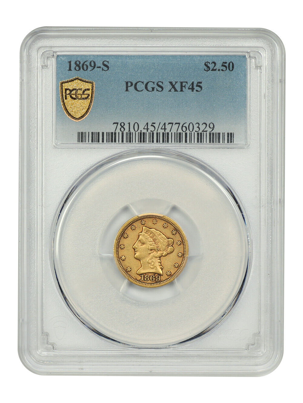 1869-S $2.50 PCGS XF45 - Liberty Head $2.5