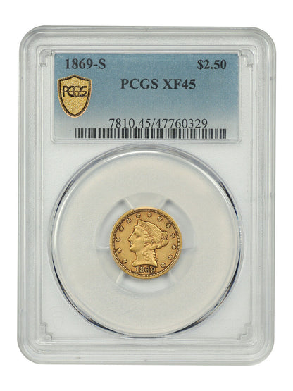 1869-S $2.50 PCGS XF45 - Liberty Head $2.5