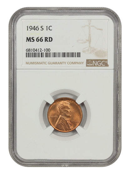 1946-S 1C NGC MS66RD - Lincoln Cent (Wheat Reverse)