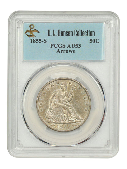 1855-S 50C PCGS AU53 (Arrows) ex: D.L. Hansen