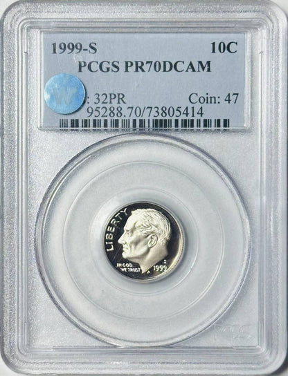 1999 S Dimes Roosevelt PCGS PR-70 DCAM