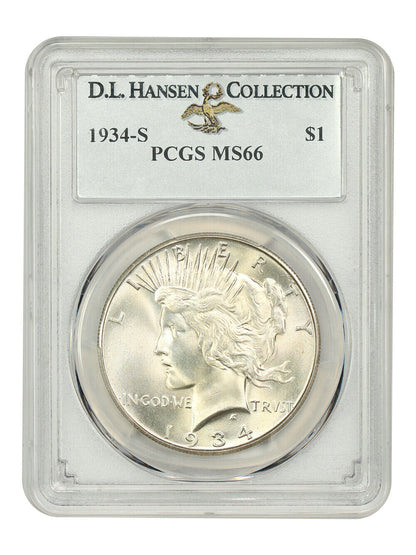 1934-S $1 PCGS MS66 ex: D.L. Hansen