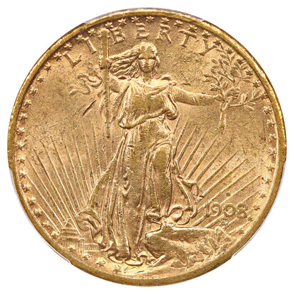 1908-S $20 CACG AU55 - St. Gaudens $20 - Low Mintage Saint