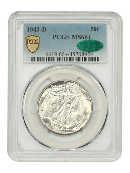 1943-D 50C PCGS/CAC MS66+ - Walking Liberty Half Dollar