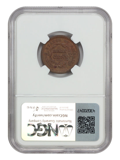 1851 1/2C Cohen 1 NGC MS62BN - Braided Hair Half Cent