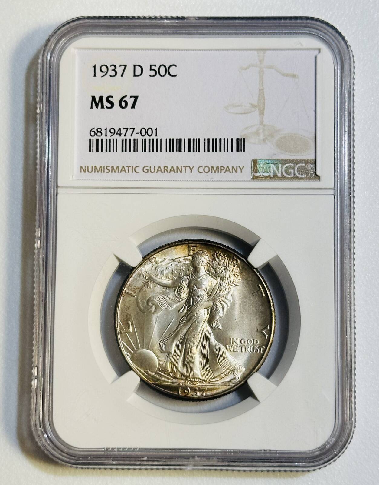 1937 D Walking Liberty Half Dollar NGC MS-67