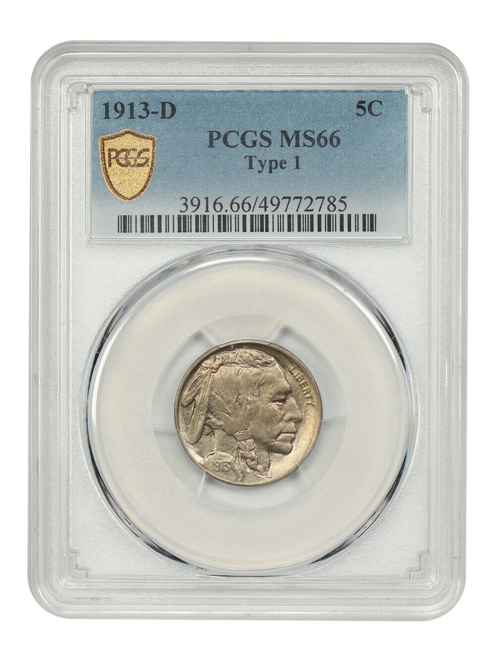 1913-D 5C PCGS MS66 (Type 1) - Buffalo Nickel - Highly Lustrous